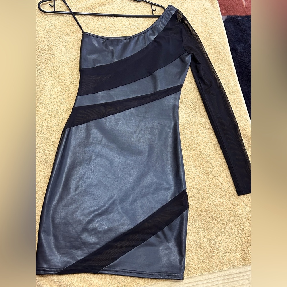 Mesh black mini dress